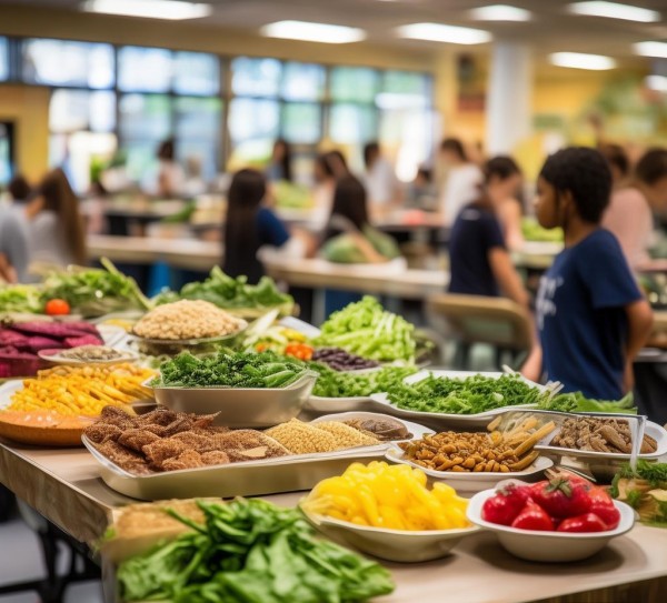 健康校园，绿色底色，食堂托管菜谱助力幸福校园